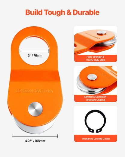 10 T vinschblock, kapacitet 22 000 lbs block och taljesystem, fungerar med 0,4" - 0,55" rep, vinschkroktillbehör, kraftigt terrängbärgningstillbehör för lastbil traktor ATV UTV