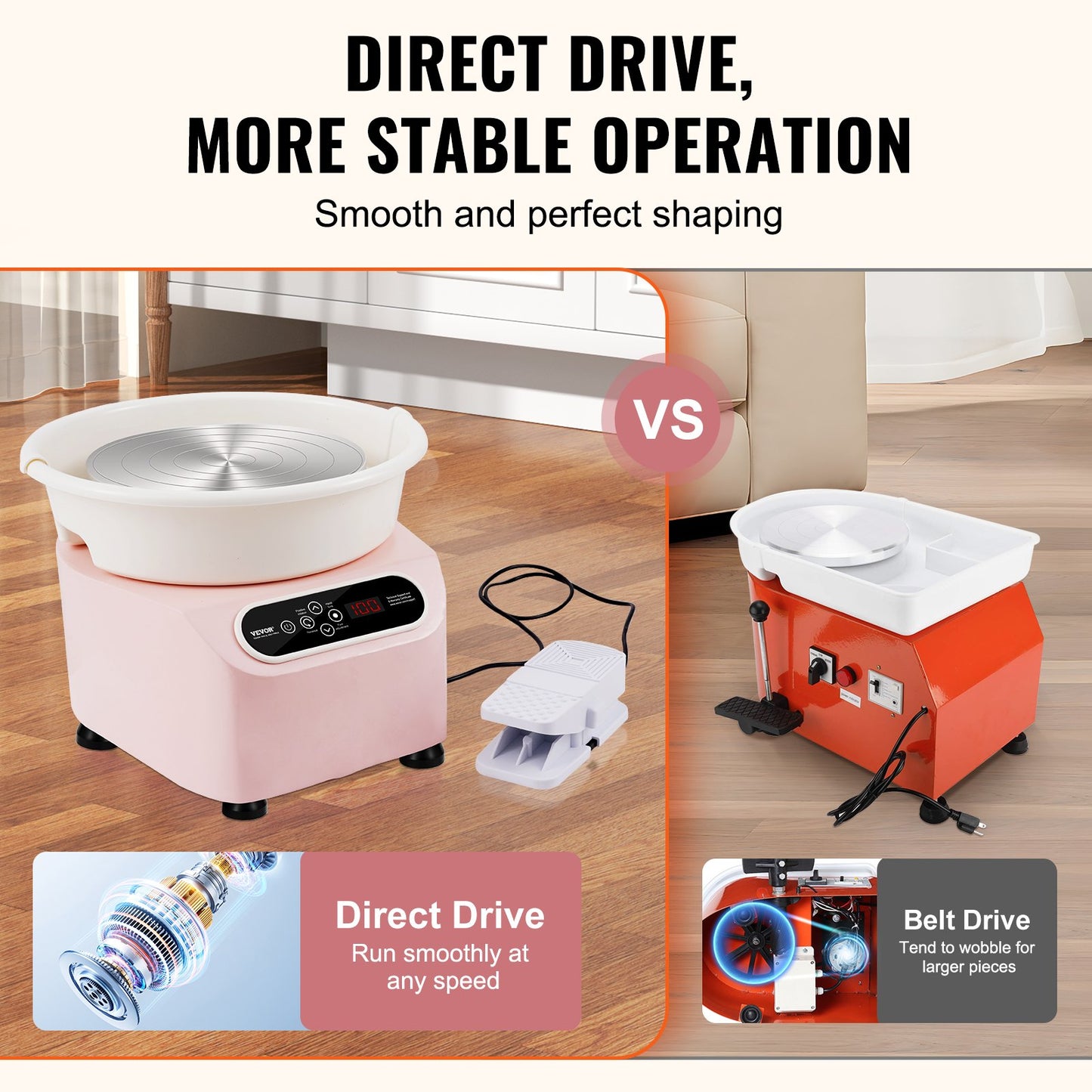 Keramikhjul, 11 tums keramikformningsmaskin, 350W elektriskt hjul för keramik med fotpedal och LCD-pekskärm, direktdrivet keramiskt hjul med formverktyg för gör-det-själv-konst, rosa