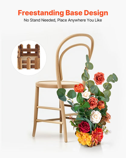 Stående konstgjorda blomsterarrangemang 4 st, 450 mm höga konstgjorda blomsterdekorationer för bröllopsgång, orange blomdekorationer för ceremoni, mottagning, fest, utomhusdekor