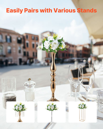 Blombollarrangemang Bukett 10 st, 240 mm diameter Konstgjorda blombollar Bröllopsrosbordsdekorationer, Konstgjorda blomsterarrangemang för bröllopsbordsdekorationer, Vit