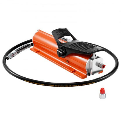 689 bar (10 000 PSI) lufthydraulisk pump, 0,7 l (0,18 gal) behållare, NPT 9,5 mm (3/8 tum) oljeutlopp, NPT 6,4 mm (1/4 tum) inlopp, luftdriven fotpedalpump med metallhölje, för precisionsmaskiner och flyg- och rymdutrustning