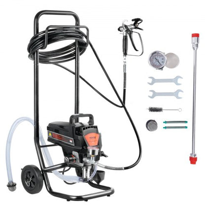 Stativ Airless Färgspruta, 950W 3000PSI Högeffektiv Elektrisk Airless Spruta Med Vagn, Fin Och Jämn Målningseffekt, Färgsprutor För Heminredning Och Utomhusmöbler Och Staket