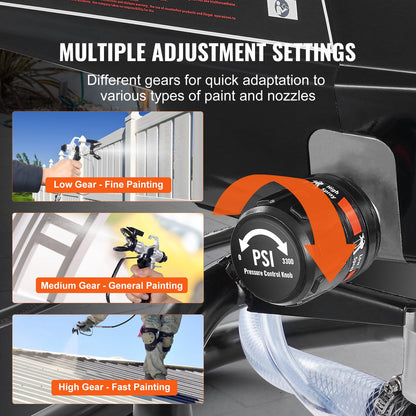 Stativ Airless Färgspruta, 950W 3000PSI Högeffektiv Elektrisk Airless Spruta, Fin Och Jämn Målningseffekt, Handhållna Färgsprutor För Heminredning Och Utomhusmöbler Och Staket
