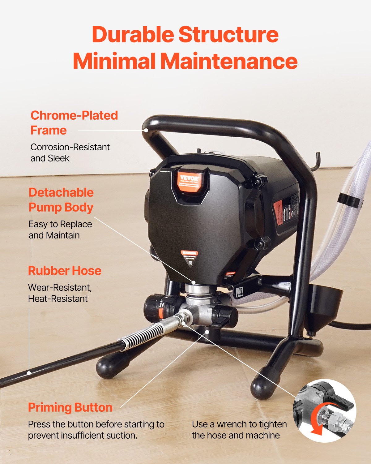 Stativ Airless Färgspruta, 750W 3000PSI Högeffektiv Elektrisk Airless Spruta, Fin Och Jämn Målningseffekt, Handhållna Färgsprutor För Heminredning Och Utomhusmöbler Och Staket
