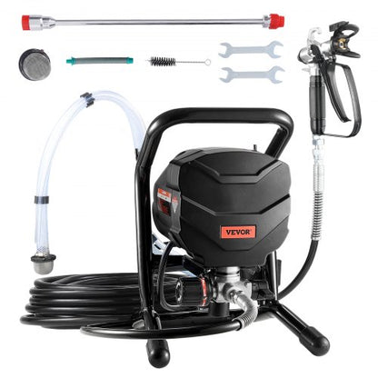 Stativ Airless färgspruta, 650W högeffektiv airless spruta, 3000PSI elektrisk färgspruta förlängningsstång och rengöringskit för inomhus- och utomhusmöbler/staket/hem/hus
