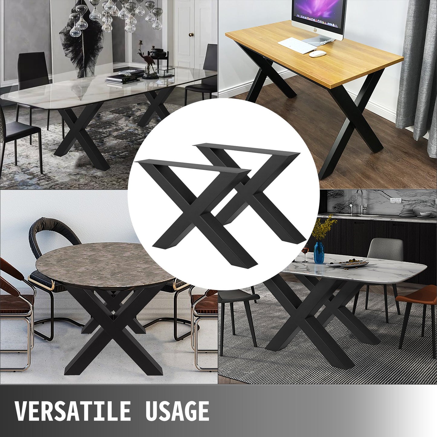 Metallbordsben 28,4 x 29,9 tum Svarta bordsben Premiumstålbordsben med X-ramsstil Stålbänkben Bordsben i lantlig stil Möbelben Perfekt för kafé, hemmakontor, bar