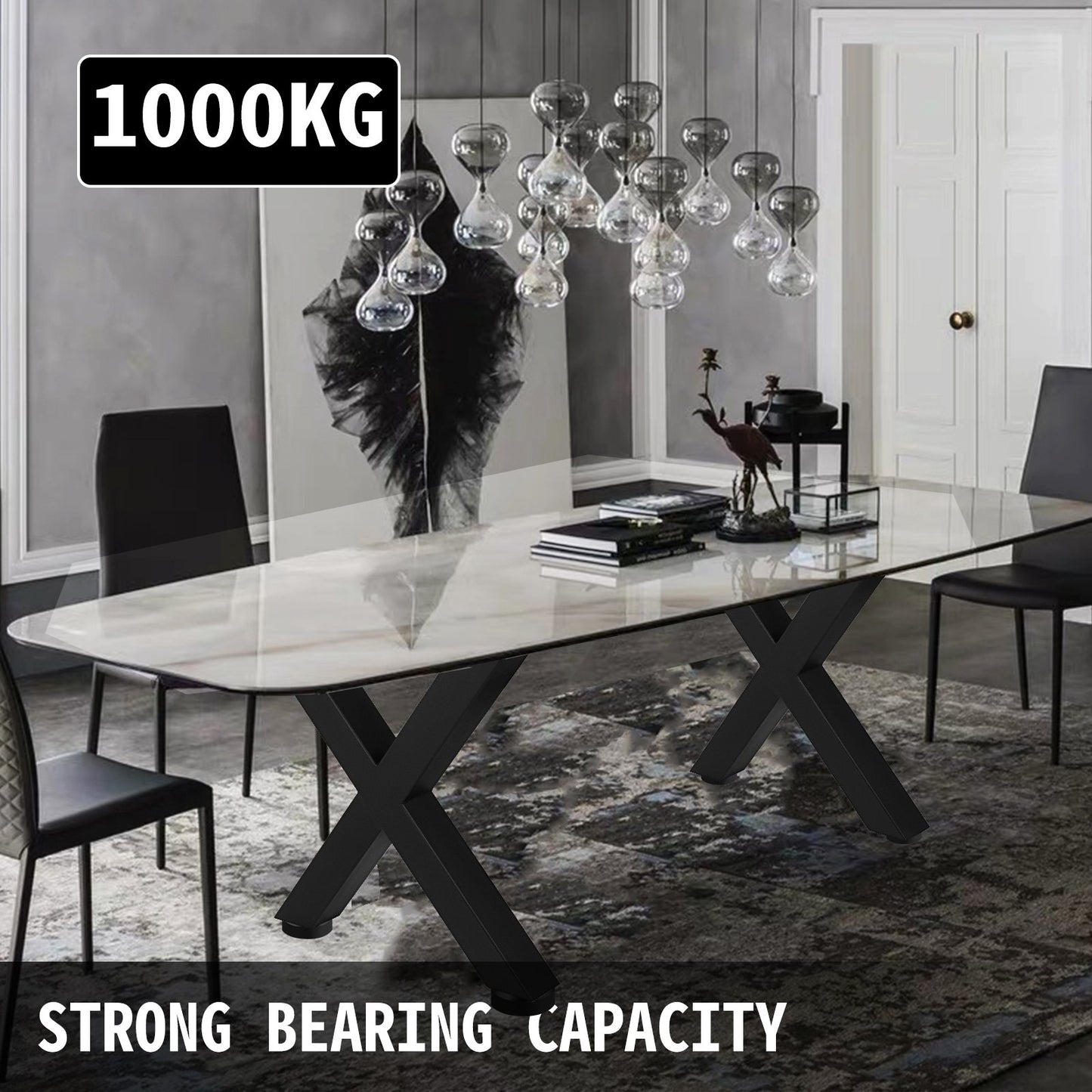 Bordsben i metall 28,4 x 31,1 tum Svarta bordsben Premium stålbordsben med X-ramsstil Stålbänkben Bordsben i lantlig stil Möbelben Perfekt för kafé, hemmakontor, bar