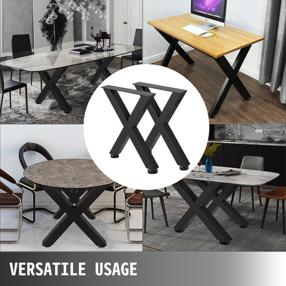 Bordsben i metall 28,4 x 31,1 tum Svarta bordsben Premium stålbordsben med X-ramsstil Stålbänkben Bordsben i lantlig stil Möbelben Perfekt för kafé, hemmakontor, bar