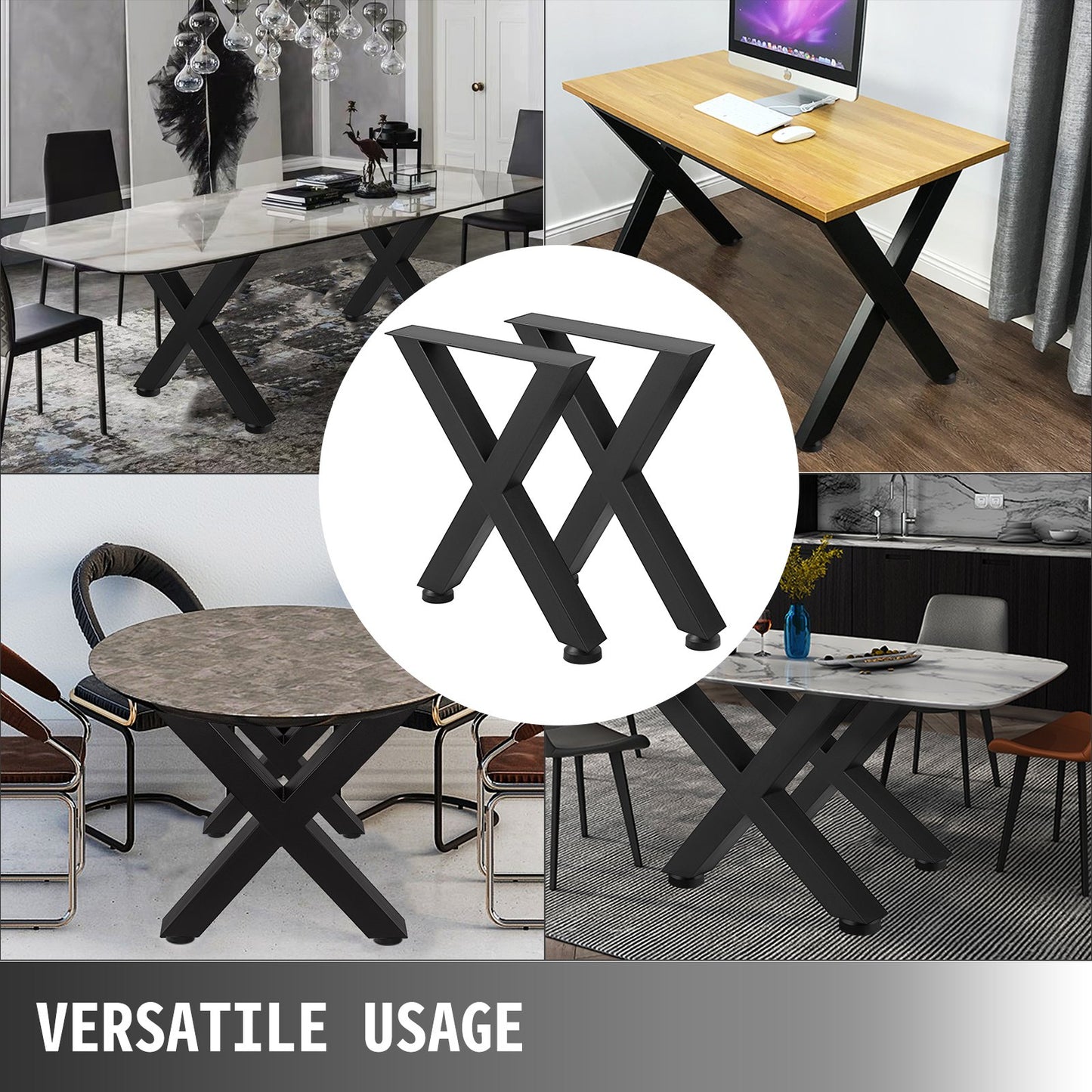 Metallbordsben 28,3 x 23,6 tum Svarta bordsben Premiumstålbordsben med X-ramsstil Stålbänkben Bordsben i lantlig stil Möbelben Perfekt för kafé, hemmakontor, bar