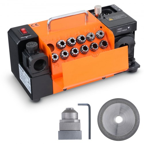Drill Bits Sharpener, MR-13A Drill Bits Grinder Sharpener 3-13mm, 95° to 135° Point Angle Adjustable Drill Bit Re-Sharpener, Portable Sharpening Machine with 11 Collets, CBN & SDC Wheel