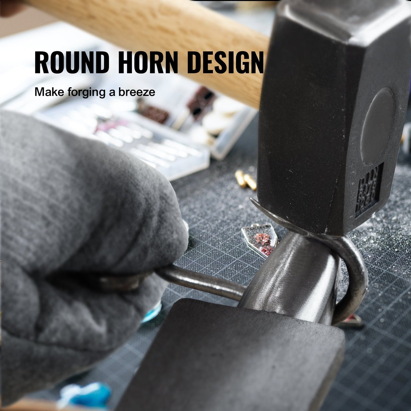 Enkelhornsstäd, 4 kg städ i gjutstål, höghårdhet, robust runt hornstäd, smed, kompakt design och stabil bas, smidesverktyg och utrustning, metallsmedsverktyg för bockning och formning