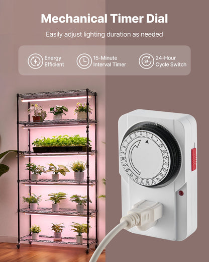 Växthylla med odlingslampa, 6-vånings stativ för inomhusväxter, 180 cm högt displayställ för inomhusväxter med hjul och timer, 150W 3800K fullspektrum odlingslampor, metallkrukhållare för fröplantering