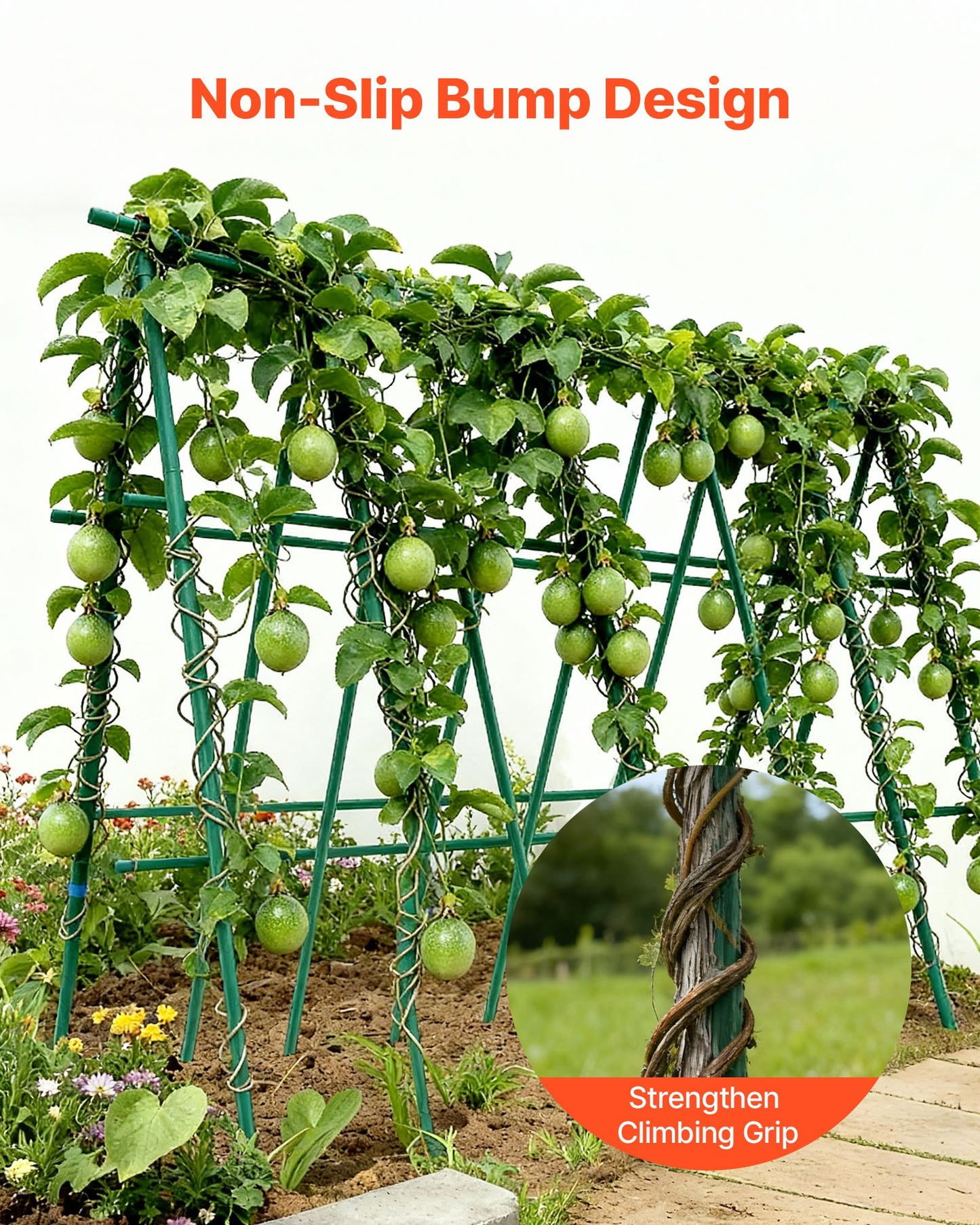 Garden Stakes, 25 Pack, 2100 mm, Plastic Coated Metal Tomato Stakes, Garden Sticks for Plants Support, with Pointed End and Non-Slip Bumps for Growing Climbing Plants, Outdoor Vegetables