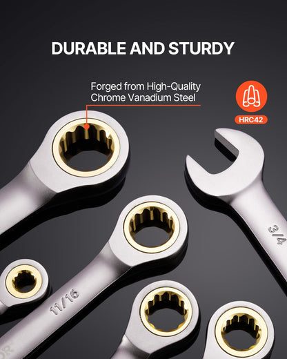 Kombinationsnyckelsats, 24-delars spärrnyckelsats med organiseringsställ, Cr-V stålnyckelsats SAE 1/4" till 7/8", metrisk 8 mm till 19 mm, idealisk för vanliga hushåll, bilreparationer, nödsituationer