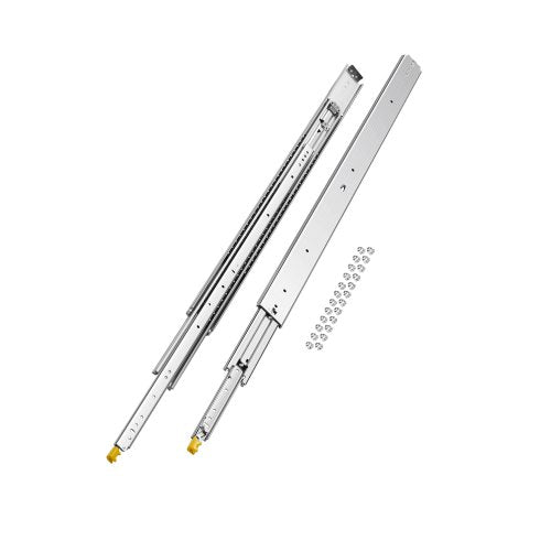 1 Pair Full Extension Drawer Slides 18 20 22 28 30 32 36 38 40 44 48 52 56 60 in, 500 lbs Load Capacity Locking Drawer Slides, Ball Bearing with Lock Side Mount Drawer Slide Rail