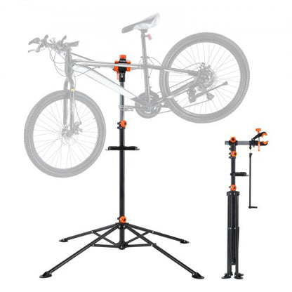 Cykelreparationsställ, 36 kg kraftigt cykelreparationsställ i stål, justerbart höjdstativ för cykelunderhåll med magnetisk verktygsbricka, teleskoparm, hopfällbart cykelarbetsställ för hemmet, butiker