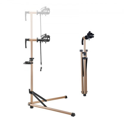 Cykelreparationsställ, 36 kg kraftigt cykelarbetsställ med 114-143 cm justerbar höjd och magnetisk verktygsbricka, hopfällbart cykelunderhållsställ, Shop Home Mechanics för mountainbike och racercyklar