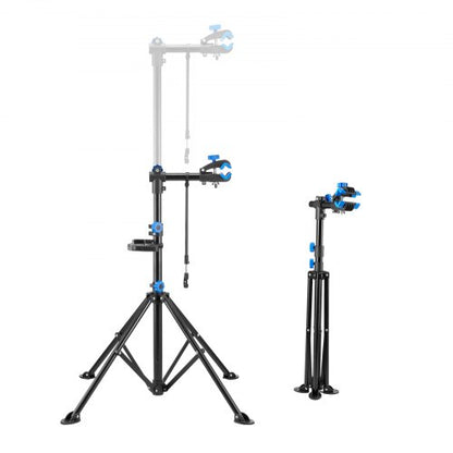 Cykelreparationsställ, 28 kg kraftigt cykelarbetsställ med 81–142 cm justerbar höjd och magnetisk verktygsbricka, hopfällbart cykelunderhållsställ, Shop Home Mechanics för mountainbike och racercyklar