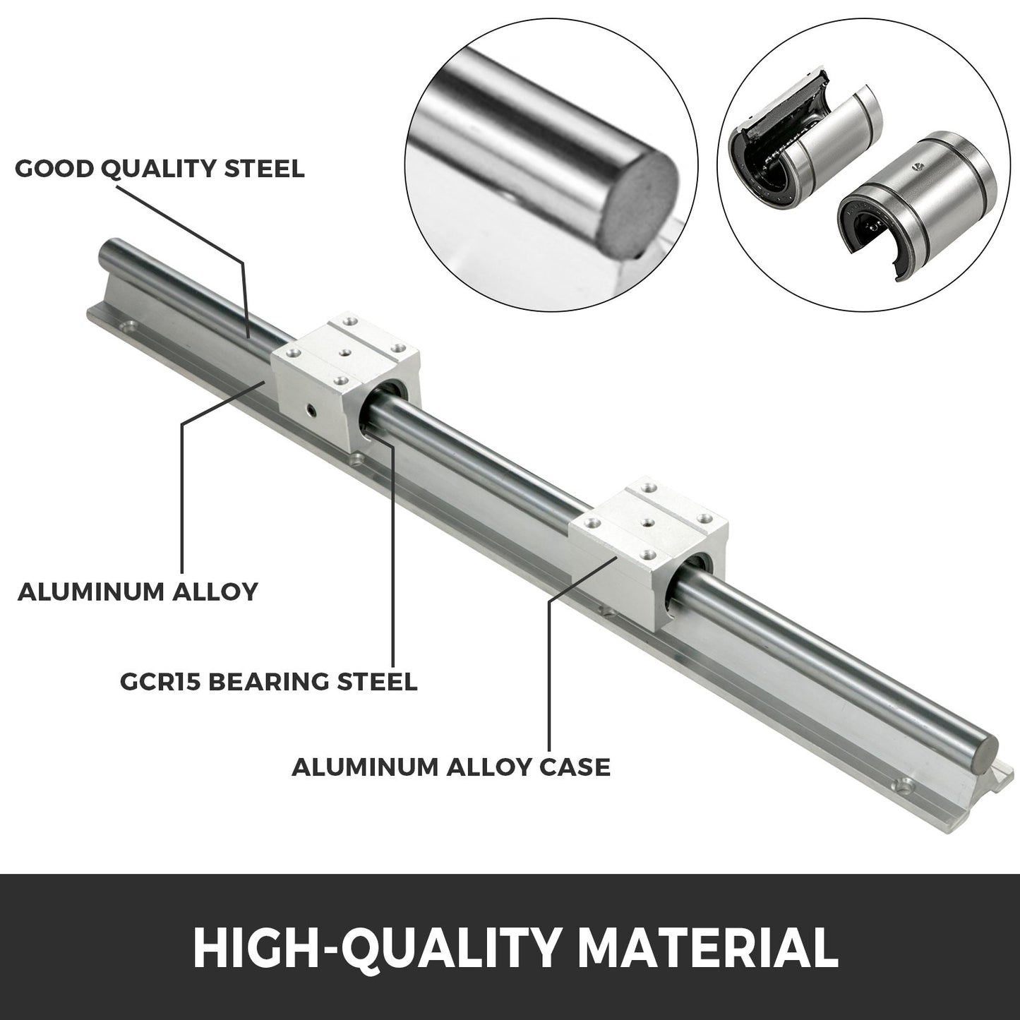 Linear Rail 2PCS 500mm SBR16 Linear Slide Rail 4PCS SBR16UU Bearing Block CNC Kit Linear Rails and Bearings Kit CNC Rails Linear Rail Set for CNC Machines Automated Machines and Equipments