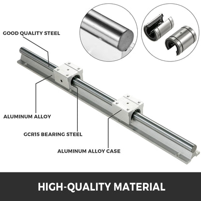Linear Rail 2PCS 500mm SBR16 Linear Slide Rail 4PCS SBR16UU Bearing Block CNC Kit Linear Rails and Bearings Kit CNC Rails Linear Rail Set for CNC Machines Automated Machines and Equipments