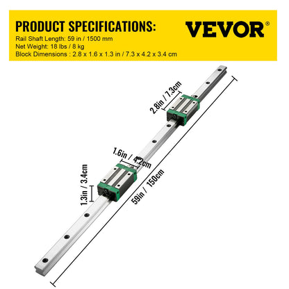 Linear Guide Rail 2Pcs HGR20-1500mm Linear Slide Rail with 1Pcs RM1605-1500mm Ballscrew with BF12/BK12 Kit Linear Slide Rail Guide Rail Square For DIY CNC Routers Lathes Mills