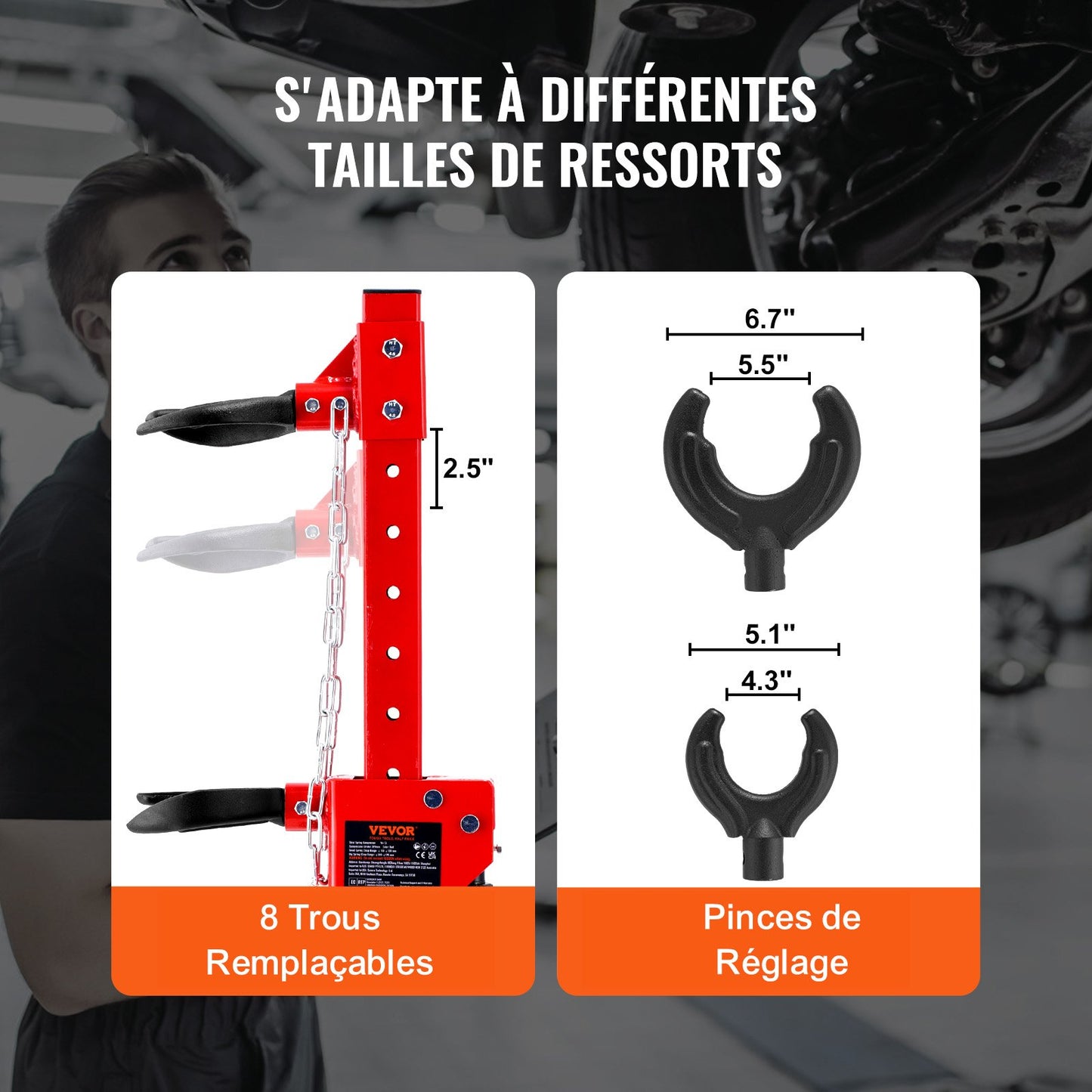 Fjäderbensspärr, hydraulisk domkraft 4,5 ton/4499,6 kg, 1 ton nominell kompressionskraft, automatiskt fjäderbensspärrverktyg, hydraulisk fjäderspärr för borttagning av fjäderben