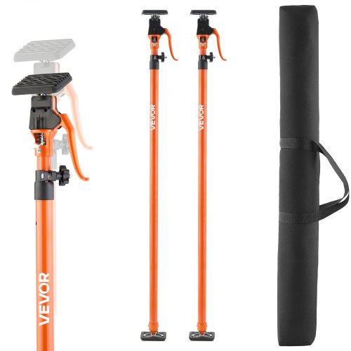 Stödstång för skåpdomkraft, 2-pack, 125-291 cm teleskopisk snabbstödstång i stål, justerbart 3:e handssystem upp till 90 kg kapacitet för installation av skåp, lyft av gipsväggar, laststänger