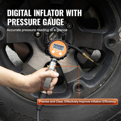 12V kraftig luftkompressor med 6L tanksats, 6.35 CFM bärbar däckpump, 150PSI terrängluftkompressor med digital tryckmätare däckpump för lastbilar, bilar, SUV, 4x4, husbilar