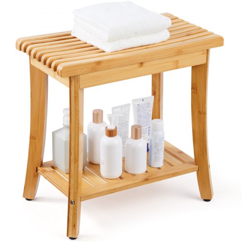 Duschbänk i bambu 48,5 x 28,7 x 46,5 cm duschpall för badrum