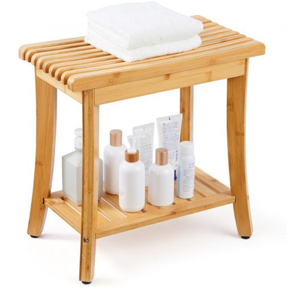 Duschbänk i bambu 48,5 x 28,7 x 46,5 cm duschpall för badrum