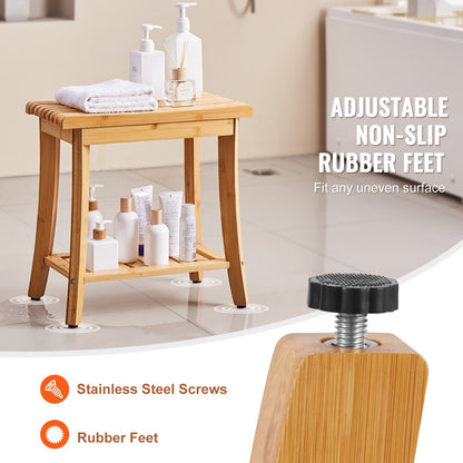 Duschbänk i bambu 48,5 x 28,7 x 46,5 cm duschpall för badrum