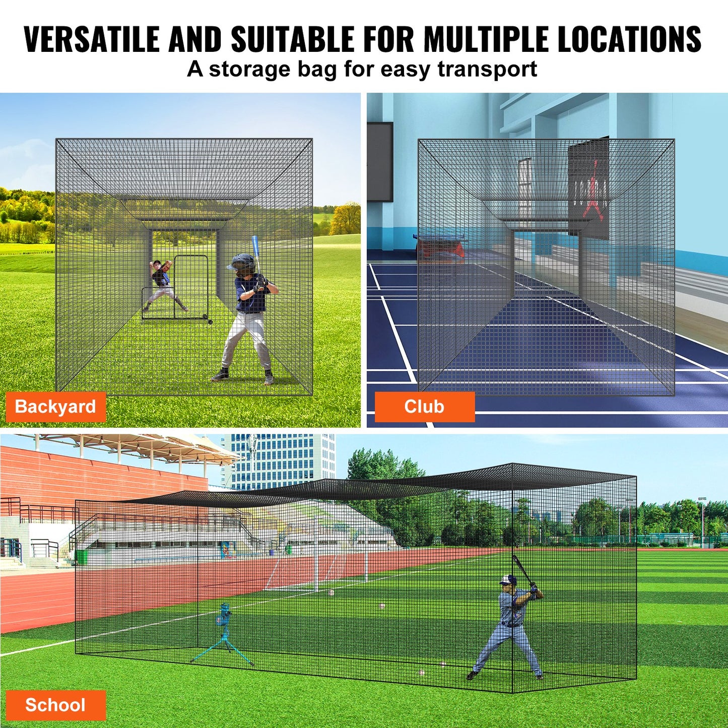 Basebollslagnät, professionellt softbollbasebollslagnät, bärbart pitchingburnät med dörr och bärväska, kraftigt slutet PE-nät, 35FT (ENDAST NÄT)