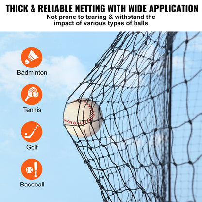 Basebollslagnät, professionellt softbollbasebollslagträningsnät, bärbart pitchingburnät med dörr och bärväska, kraftigt slutet PE-nät, 17,5 m (endast nät)