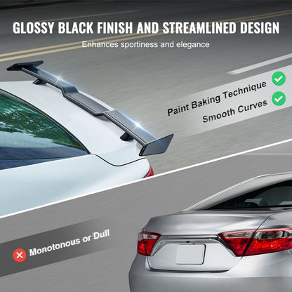 GT Wing bilspoiler, 57,9 tums spoiler, kompatibel med Camry 2018-2023, höghållfast ABS-material, bakfärg, bakspoilervinge för bilar, racingspoilers för bilar, glansig svart