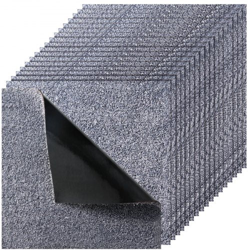 Mattplattor 457x457 mm, 10-pack fyrkantiga mattor, avtagbara och skadefria, självhäftande golv, mjuk plysch vadderad för 2,1㎡ täckning, enkel gör-det-själv för vardagsrum och sovrum, grå