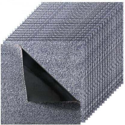 Mattplattor 457x457 mm, 10-pack fyrkantiga mattor, avtagbara och skadefria, självhäftande golv, mjuk plysch vadderad för 2,1㎡ täckning, enkel gör-det-själv för vardagsrum och sovrum, grå
