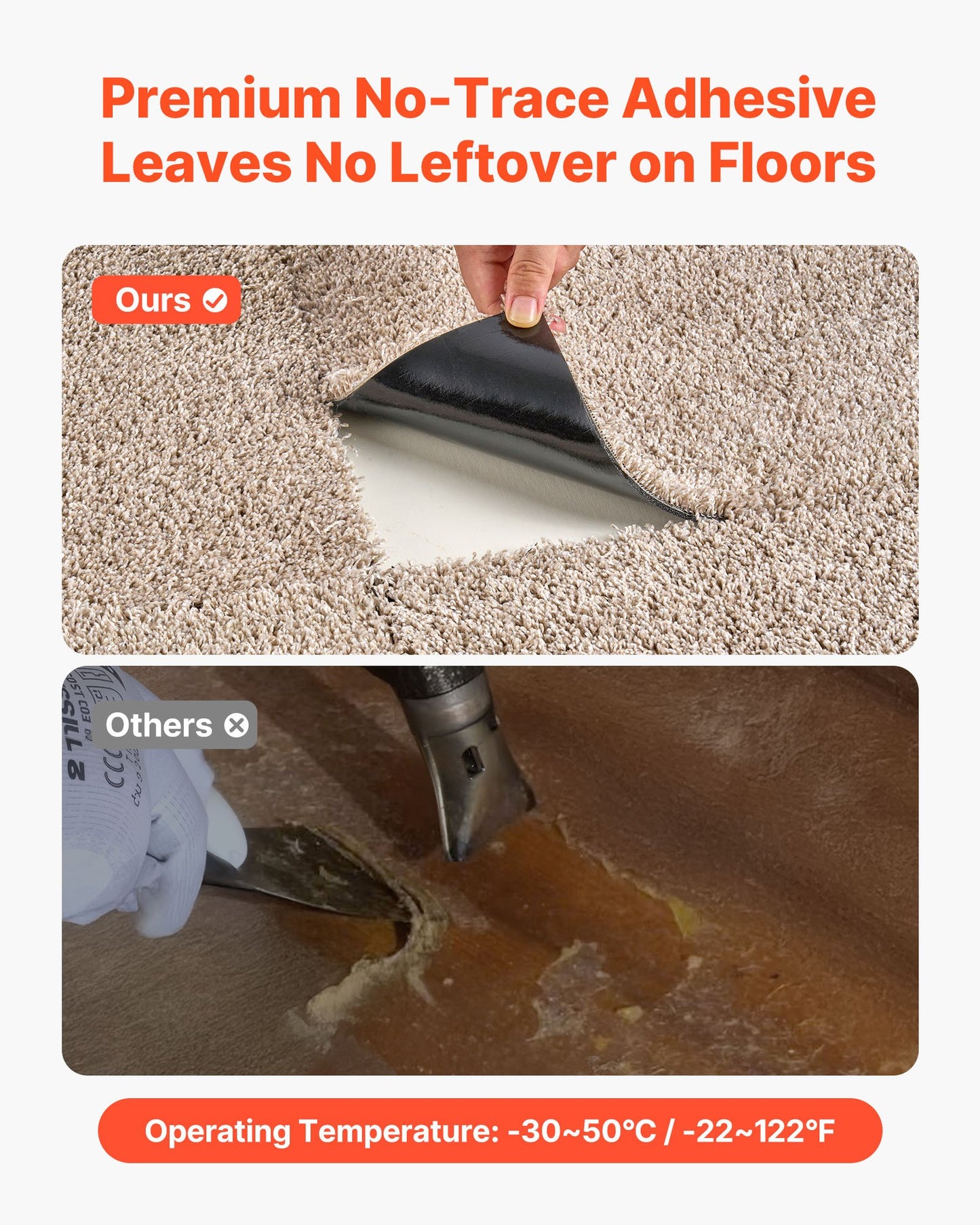 Carpet Tiles 457x457 mm, 10 Pack Carpet Square Rug Detachable & Damage-free, Self Adhesive Home Floor Soft Plush Padded for 2.1㎡ Coverage, Easy DIY for Living Room & Bedroom, Light Brown