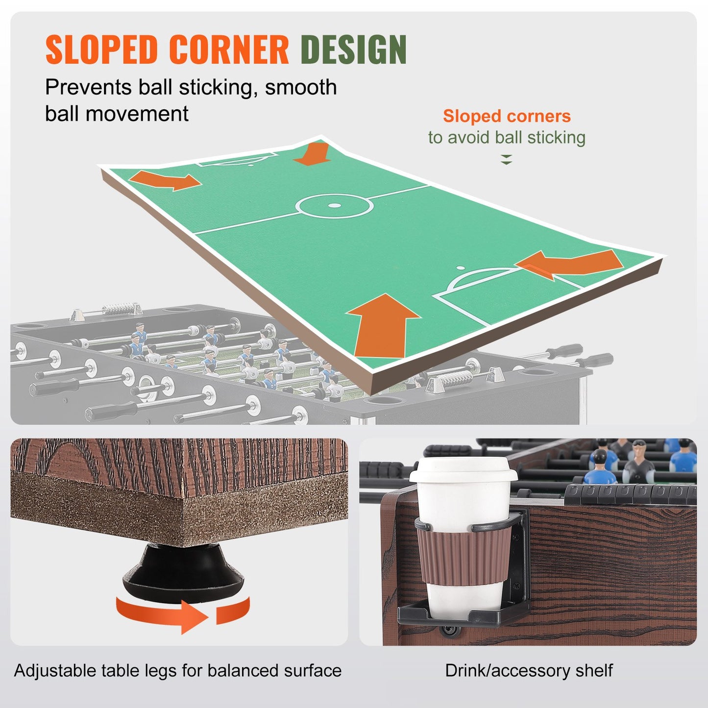 Fotbollsbord, 48 tums standardstorlek fotbollsbord, inomhusfotbollsbord i full storlek för hemmet, familjen och spelrummet, fotboll med fotbollsbordsset, inkluderar 2 bollar och 2 mugghållare