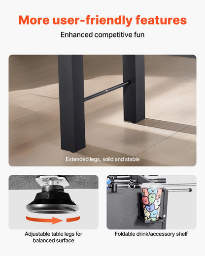 Foosball Table, 137 cm Standard Size Table, Indoor Full Size Foosball Tables for Home, Family, and Game Room, Durable Soccer Set, Includes 4 Balls, Score Keeper, and 2 Cup Holders