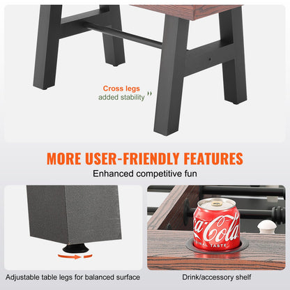 Fotbollsbord, 55 tums standardstorlek fotbollsbord, inomhusfotbollsbord i full storlek för hem, familj och spelrum, fotboll med fotbollsbordsset, inkluderar 4 bollar och 2 mugghållare