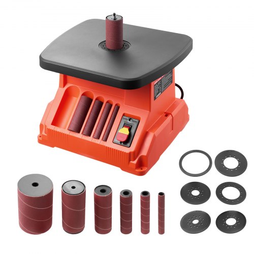 Oscillerande spindelslip, 2000 varv/min bänkspindelslip med 6 hylsor (12,7–76,2 mm), 16 mm slaglängd och 390 x 415 mm brett arbetsbord för möbelfinish, hantverksslipning, gör-det-själv-träbearbetning