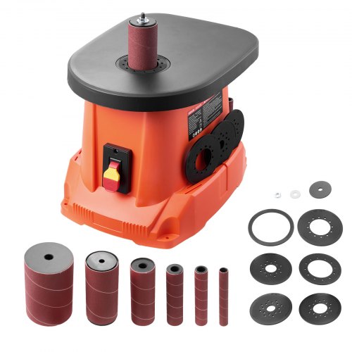 Oscillerande spindelslip, 2000 varv/min bänkspindelslip med 6 hylsor (12,7–76,2 mm), 16 mm slaglängd och 397 x 295 mm gjutjärnsbord för möbelfinish, hantverksslipning, gör-det-själv-träbearbetning