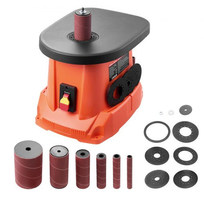 Oscillerande spindelslip, 2000 varv/min bänkspindelslip med 6 hylsor (12,7–76,2 mm), 16 mm slaglängd och 397 x 295 mm gjutjärnsbord för möbelfinish, hantverksslipning, gör-det-själv-träbearbetning