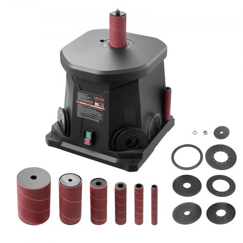 Oscillerande spindelslip, 2000 varv/min bänkspindelslip med 6 hylsor (12,7–76,2 mm), 15 mm slaglängd och dammanslutningsport för möbelfinish, hantverksslipning, gör-det-själv-träbearbetning