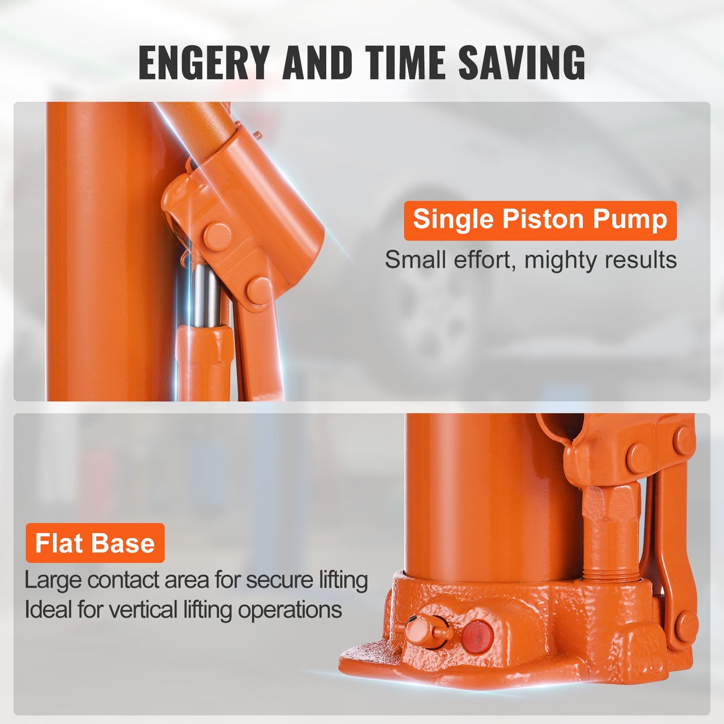 Hydraulisk domkraft med lång kolv, 4 tons motorlyftcylinder med enkelkolvspump och platt bas, Hydraulisk kolvcylinder för motorlyft, Hydrauliska garage-/verkstadskranar, Mekanisk, Lantbruk
