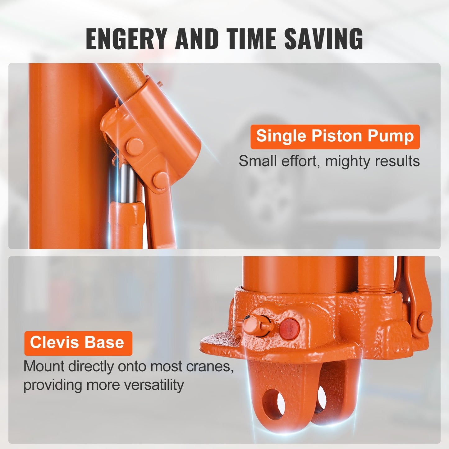 Hydraulisk domkraft med lång kolv, 3 tons motorlyftcylinder med enkelkolvspump och gaffelbas, Hydraulisk kolvcylinder för motorlyft, Hydrauliska garage-/verkstadskranar, Mekanisk, Lantbruk