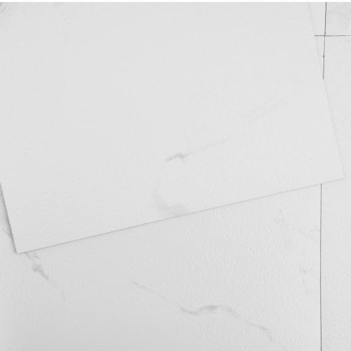 Självhäftande vinylgolvplattor 12 x 12 tum, 50 plattor 1,5 mm tjocka, självhäftande, vit marmorstruktur, gör-det-själv-golv för kök, matsal, sovrum och badrum, enkelt för heminredning