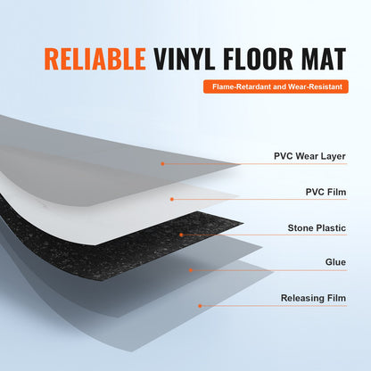 Självhäftande vinylgolvplattor 12 x 12 tum, 50 plattor 1,5 mm tjocka, självhäftande, vit marmorstruktur, gör-det-själv-golv för kök, matsal, sovrum och badrum, enkelt för heminredning