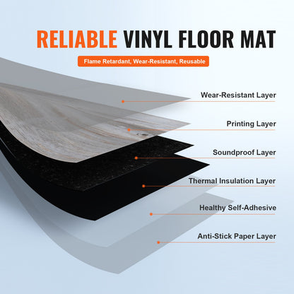 Självhäftande vinylgolvplattor 36 x 6 tum, 36 plattor 0,62 mm tjocka, självhäftande, vintage träådring DIY-golv för kök, matsal, sovrum och badrum, enkelt för heminredning