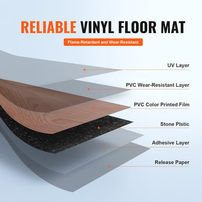 Självhäftande vinylgolvplattor 36 x 6 tum, 36 plattor 2,5 mm tjocka, självhäftande, mörkbruna träådringar, gör-det-själv-golv för kök, matsal, sovrum och badrum, enkelt för heminredning